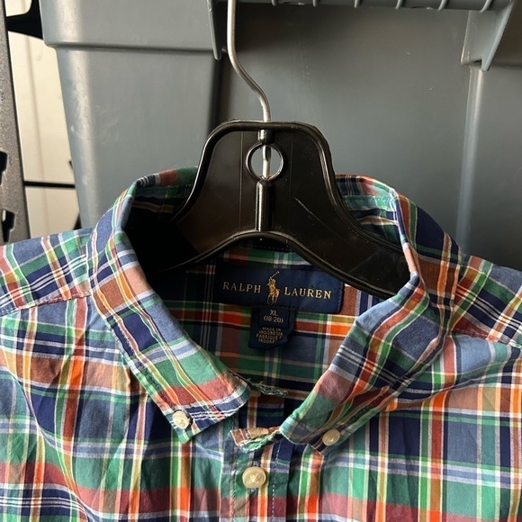 Ralph Lauren Button Up Shirt Youth XL 18-20 Plaid Boys Short Sleeve 100% Cotton - Picture 3 of 7